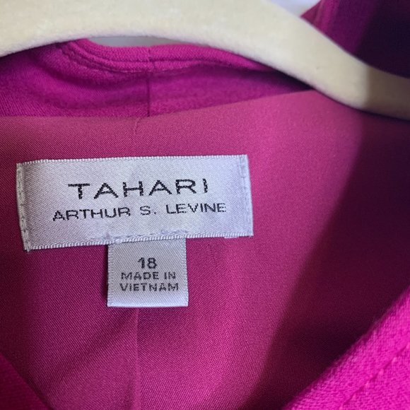 Tahari Arthur S. Levine Womens 2 Pc Magenta Suit Dress Size 18 - Picture 11 of 16
